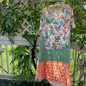 Zara floral mixed fabric designs dress